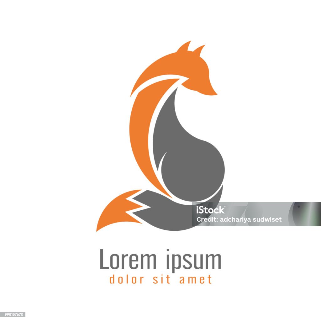 Creative modern fox logo design template two tone orange and gray color. Symbol wild animal isolated on white background, vector and illustration. Fox stock vector