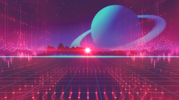 istock Retro futuristic background 1980s style 3d illustration. 998158942