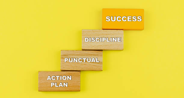 istock Successful step. Wood block stacking as step stair on yellow background, Goal achievement goal concept for growth success process. 998166144