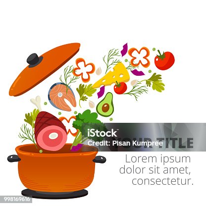 istock Healthy Vegetables Cooking In Kitchen Pot Vector Image 998169616