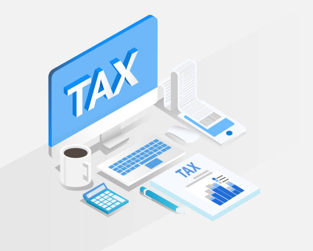 illustrations, cliparts, dessins animés et icônes de système de comptabilité et de fiscalité, concept isométrique - tax collection