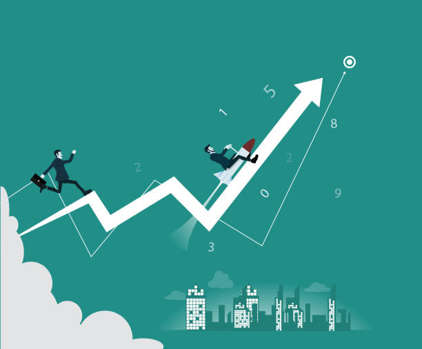 istock Finance Success. Businessman driving a rocket engine aimed at success . Compare those who are more capable of succeeding in business.Business concept vector illustration 998189040