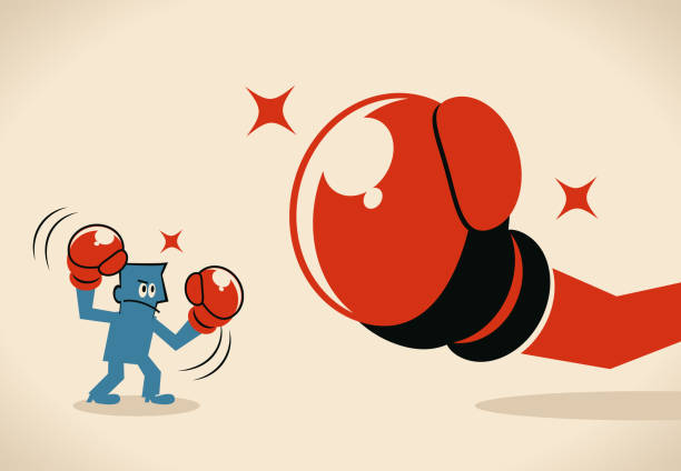 illustrations, cliparts, dessins animés et icônes de homme d’affaires (boxer, homme) luttant contre gros gant de boxe - boxing glove battle business fighting