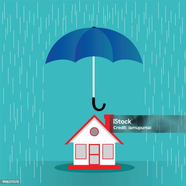House Schutzkonzept Stock Vektor Art und mehr Bilder von Wohnhaus - Wohnhaus, Regenschirm, Wohngebäudeversicherung