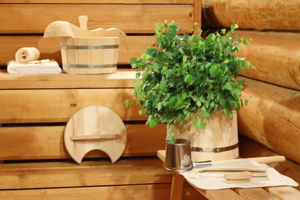 istock Birch broom in the sauna. 998223002