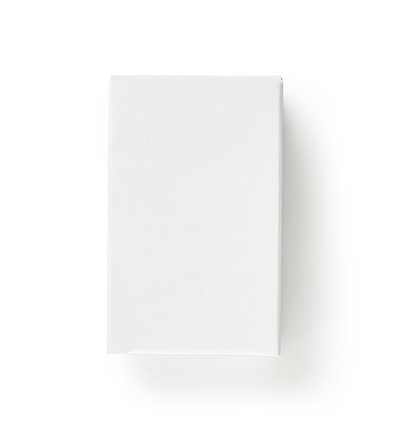 white paper package box isolated on white background, top view