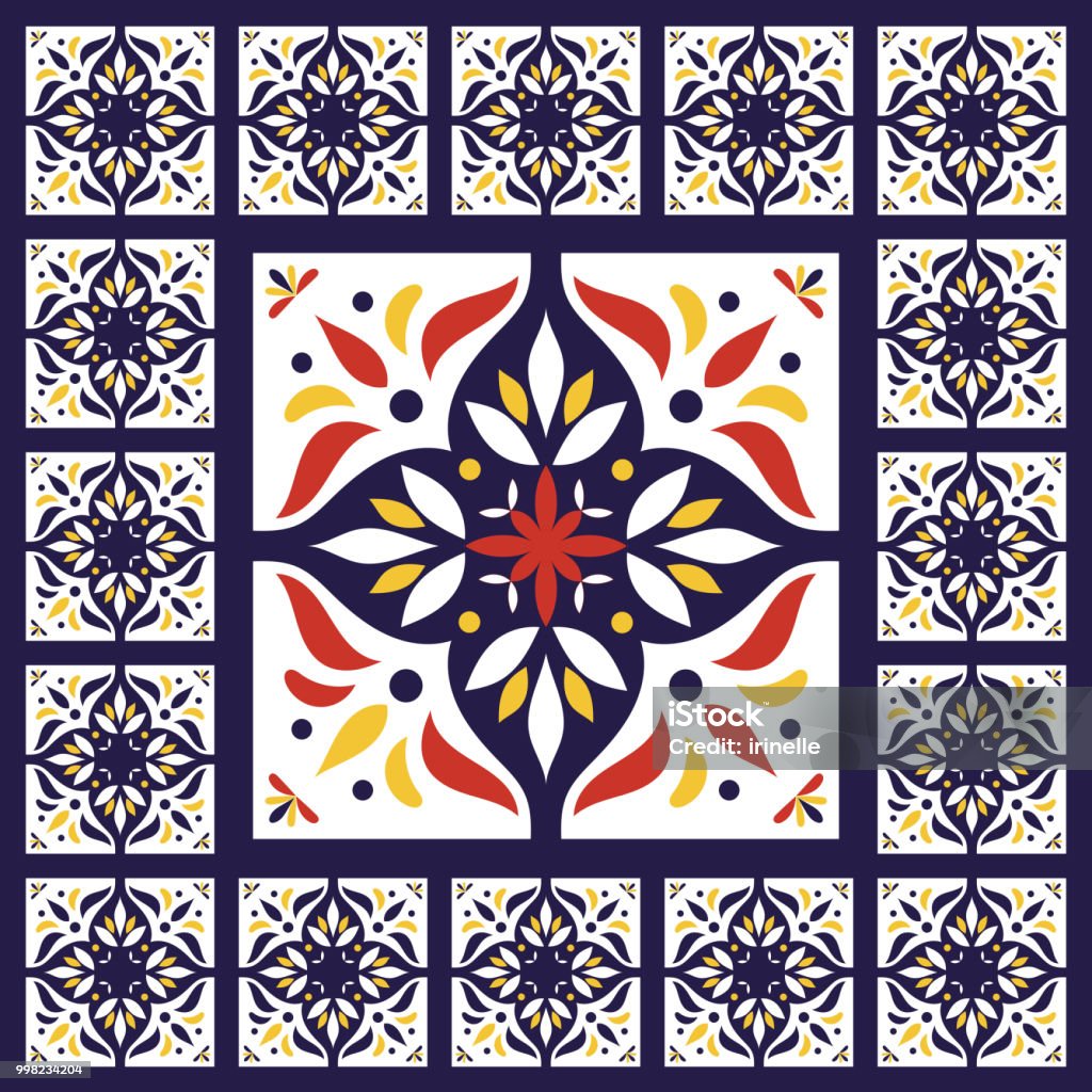 Spanish Pattern Floor Spanish Tile Pattern Vector Vintage Print With Ceramic Elements ...