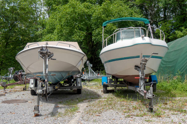 istock two motor boats on trailers at parking 998237224