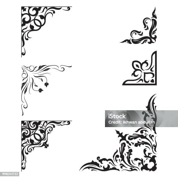 Vintage Ornament Frame Corner Border Decorative Elements Stock Illustration - Download Image Now