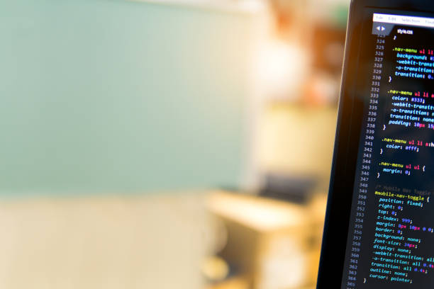 Blurry coding and programming for web development and web design concept, Development concept. stock photo