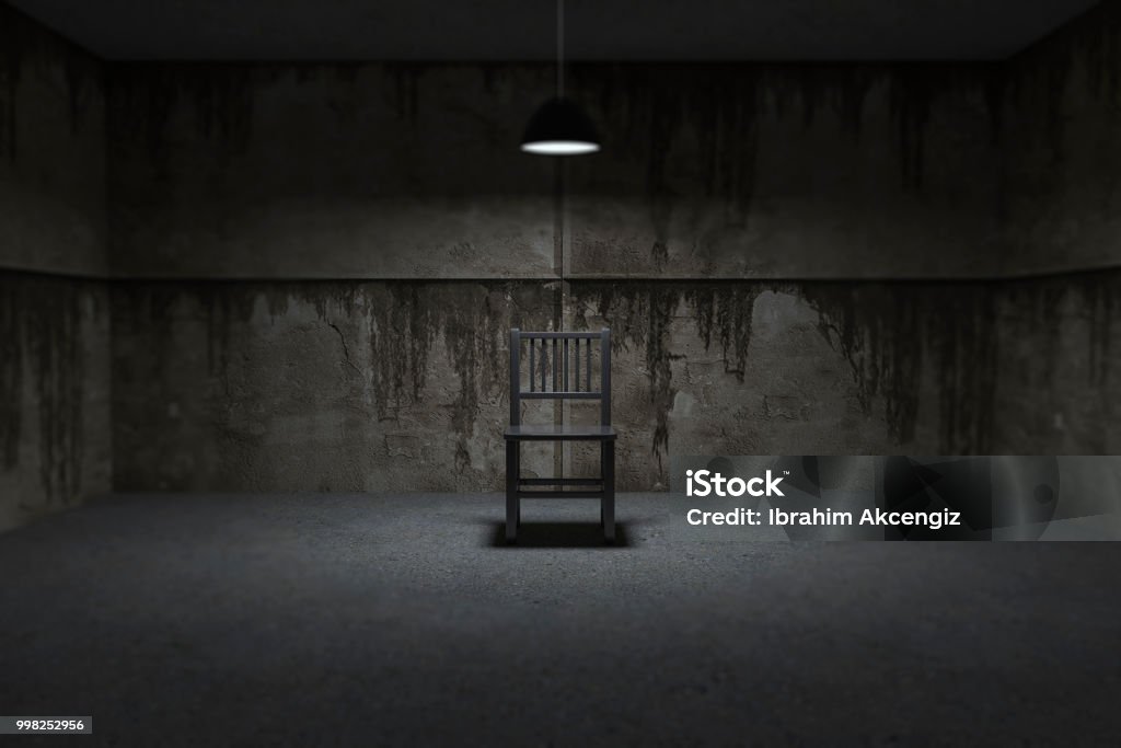 Interrogation Room Interrogation Room ( 3d render ) Domestic Room Stock Photo