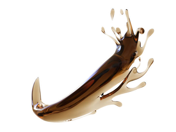 Abstract splash of brown liquid isolated on white background. 3d rendering. - fotografia de stock