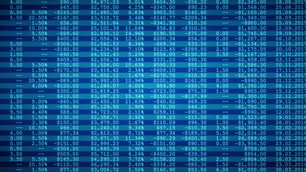 Photo of Financial spreadsheet table report blue