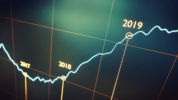 Yearly Graph Report 2019 Green A simple abstract financial report showing a graph line plotted on a dark pixelated background. 2019 stock pictures, royalty-free photos & images