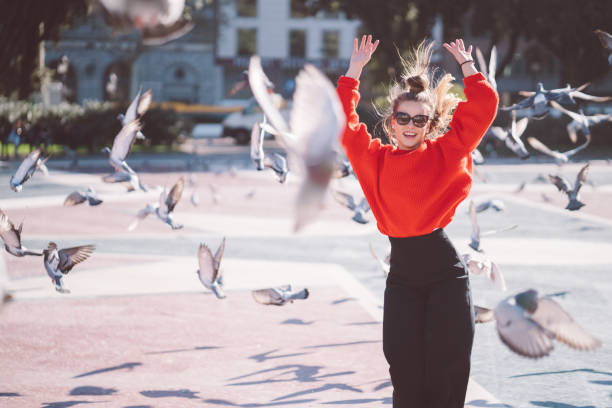 istock Girl jumping from joy in Barcelona 998285470