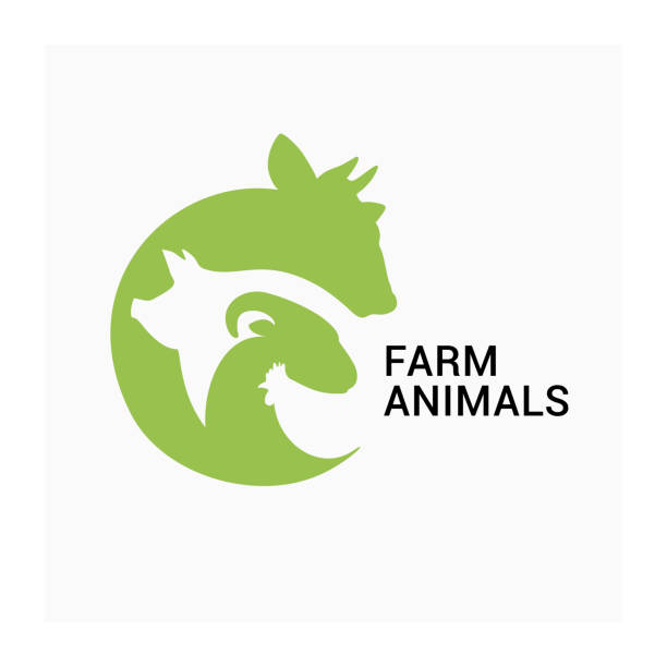 ilustraciones, imágenes clip art, dibujos animados e iconos de stock de logo de animales de granja, los agricultores mercado icono vector, logotipo de la cría de animales - animal husbandry