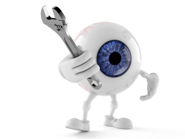 istock Eye ball character holding adjustable wrench 998297258