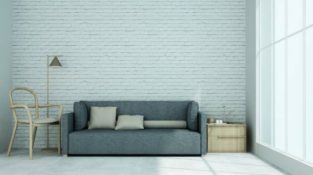 istock Relax loft space Decorative wall concrete in condominium - 3D Rendering 998318234