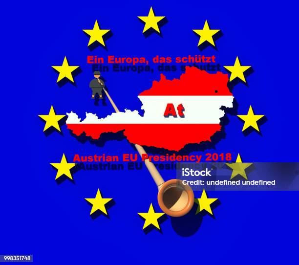 Austrian Eu Presidency 2018 Sign 1 Stock Photo - Download Image Now - 2018, Austria, Austrian Flag