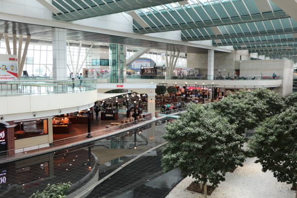 Ankara: Esenboga Airport inside view in Ankara. People are preparing for the flight or have already finished their flight.