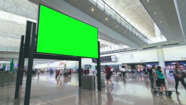Billboard in Airport with Green Screen