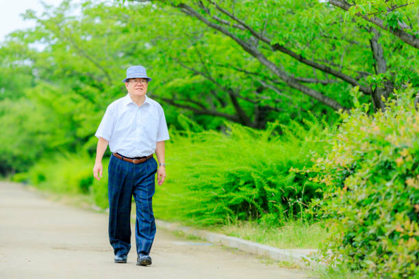 senior men walking outdoors