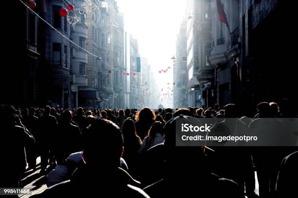 Crowd Of People Walking On Busy Street Stock Photo - Download Image Now - Population Explosion, Türkiye - Country, Istanbul