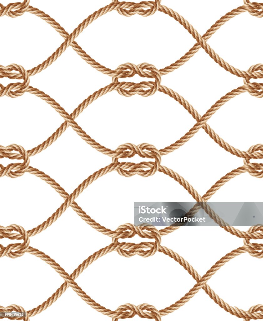 Tringle Pattern Net Rope Vector Seamless Pattern With Brown Twisted Ropes Stock Illustration ...