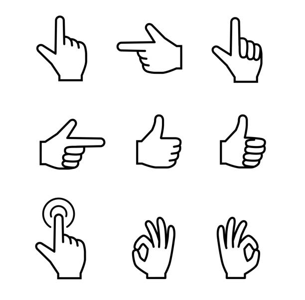 stockillustraties, clipart, cartoons en iconen met hand teken reeks - wijsvinger