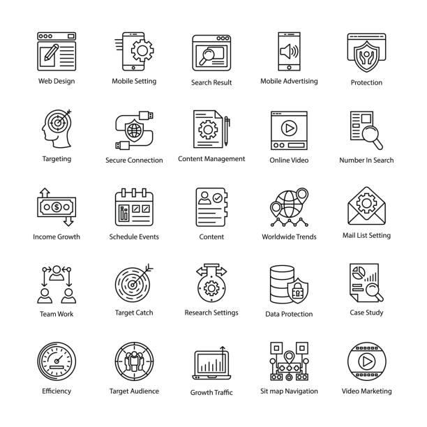 Search Engine and Optimization Creative Icons This icon set is based on numerous icons of search engine and optimization icons. As seo basically used to get traffic on the website and to market an online business better hence these icons are surely and purely giving you what it takes to be a pro of seo. Use this pack and generate business and be king of the online world. case studies stock illustrations