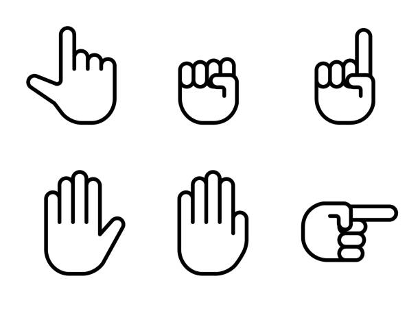 hand sign set hand sign set hand clipart stock illustrations