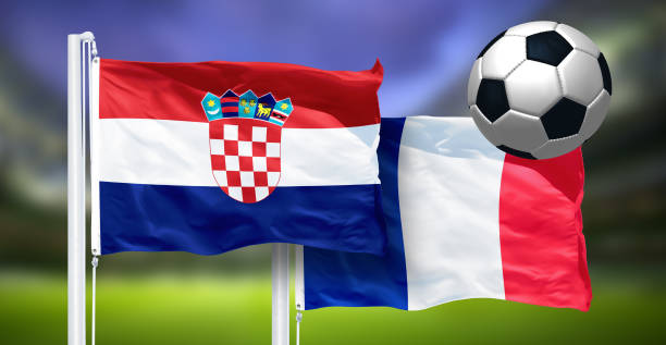ilustraciones, imágenes clip art, dibujos animados e iconos de stock de croacia - francia, final de copa del mundo fifa, rusia 2018, banderas nacionales - fifa world cup
