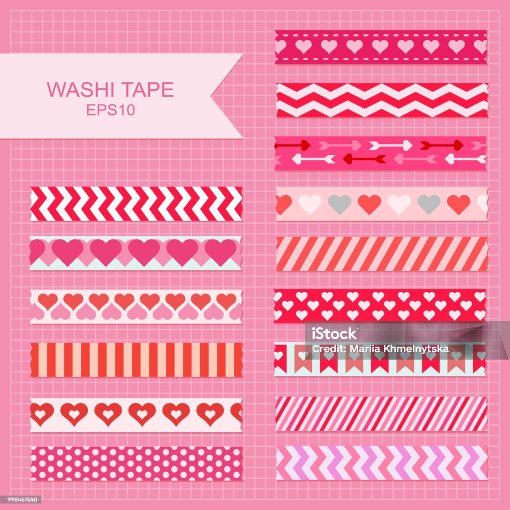 Cute Valentines Day Decorative Washi Tape Strips Stock Illustration -  Download Image Now - Washi Paper, Art, Border - Frame - iStock