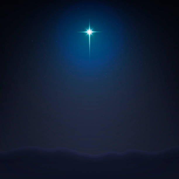 ilustraciones, imágenes clip art, dibujos animados e iconos de stock de ilustración de vector stock fondo minimalista de la estrella de belén. el nacimiento de jesús cristo eps 10 - natividad objeto religioso