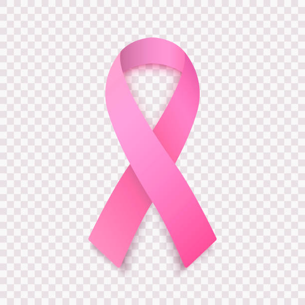 stockowa ilustracja wektorowa realistyczna różowa wstążka, symbol świadomości raka piersi, odizolowana na przezroczystym tle. narodowy miesiąc świadomości raka piersi. eps 10 - breast cancer cancer breast cancer awareness ribbon pink stock illustrations
