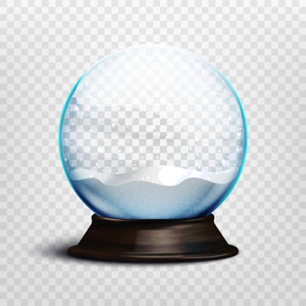 stock wektor ilustracja realistyczne puste boże narodzenie kuli śnieżnej izolowane na przezroczystym tle. eps 10 - snow globe dome glass transparent stock illustrations