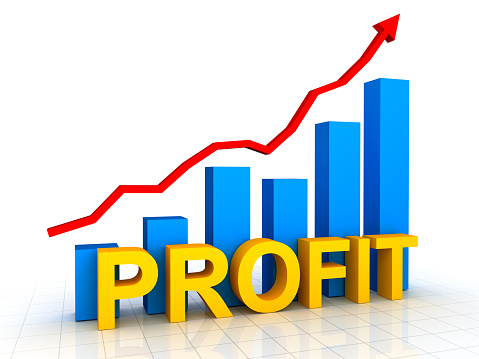 Profit Concept with Business Chart , This is a 3d rendered computer generated image. Isolated on white.