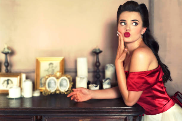 Beautiful woman portrait in red.