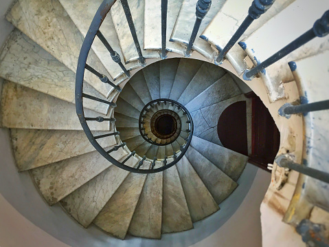 Spiral staircase in an old building