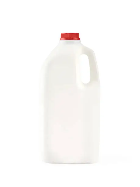 Milk bottle on white background with clipping path