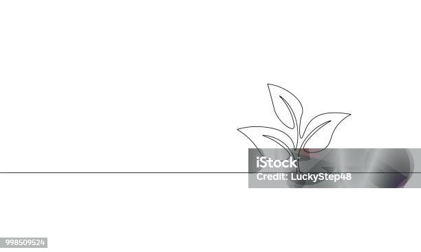 Single Continuous Line Art Growing Sprout Plant Leaves Seed Grow Soil Seedling Eco Natural Farm Concept Design One Sketch Outline Drawing Vector Illustration Stock Illustration - Download Image Now