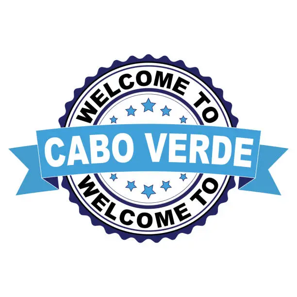 Vector illustration of Welcome to Cabo Verde blue black rubber stamp