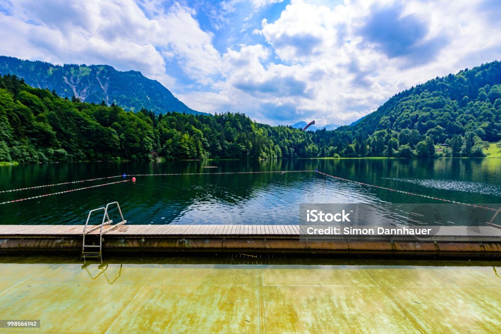 Freibergsee at Oberstdorf, Mountain landscape of Bavaria, Allgaeu and Alps in Southern of Germany, Europe Allgau Stock Photo
