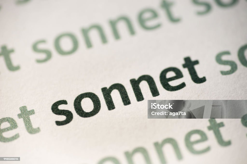 word sonnet  printed on paper macro word sonnet  printed on white paper macro Abstract Stock Photo