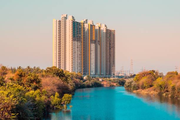 istock Lake view of town in India 998655636