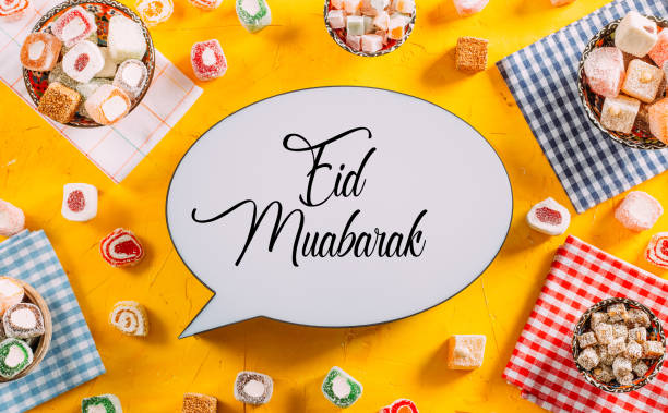 istock Eid Mubarak Text and Turkish Delights 998670968