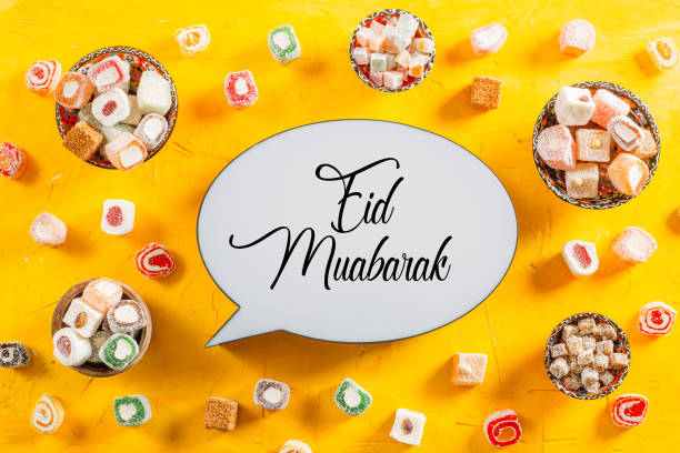 istock Eid Mubarak Text and Turkish Delights 998670972
