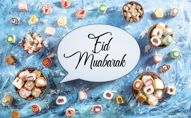 istock Eid Mubarak Text and Turkish Delights 998670976