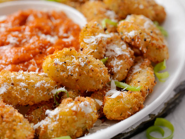 Parmesan and Herb Crusted Fried Gnocchi with Marinara Sauce