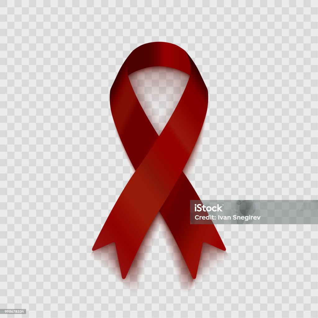 Stock Vector Illustration Dark Red Ribbon Isolated On Transparent  Background Support For People With Disabilities The Problem Of Amyloidosis  Eps10 Stock Illustration - Download Image Now - iStock
